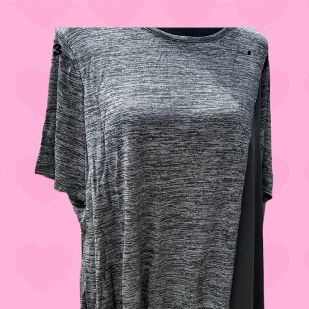 Ruff Hewen Gray Short Sleeve with Sheer Inset Top, Women’s 1X top